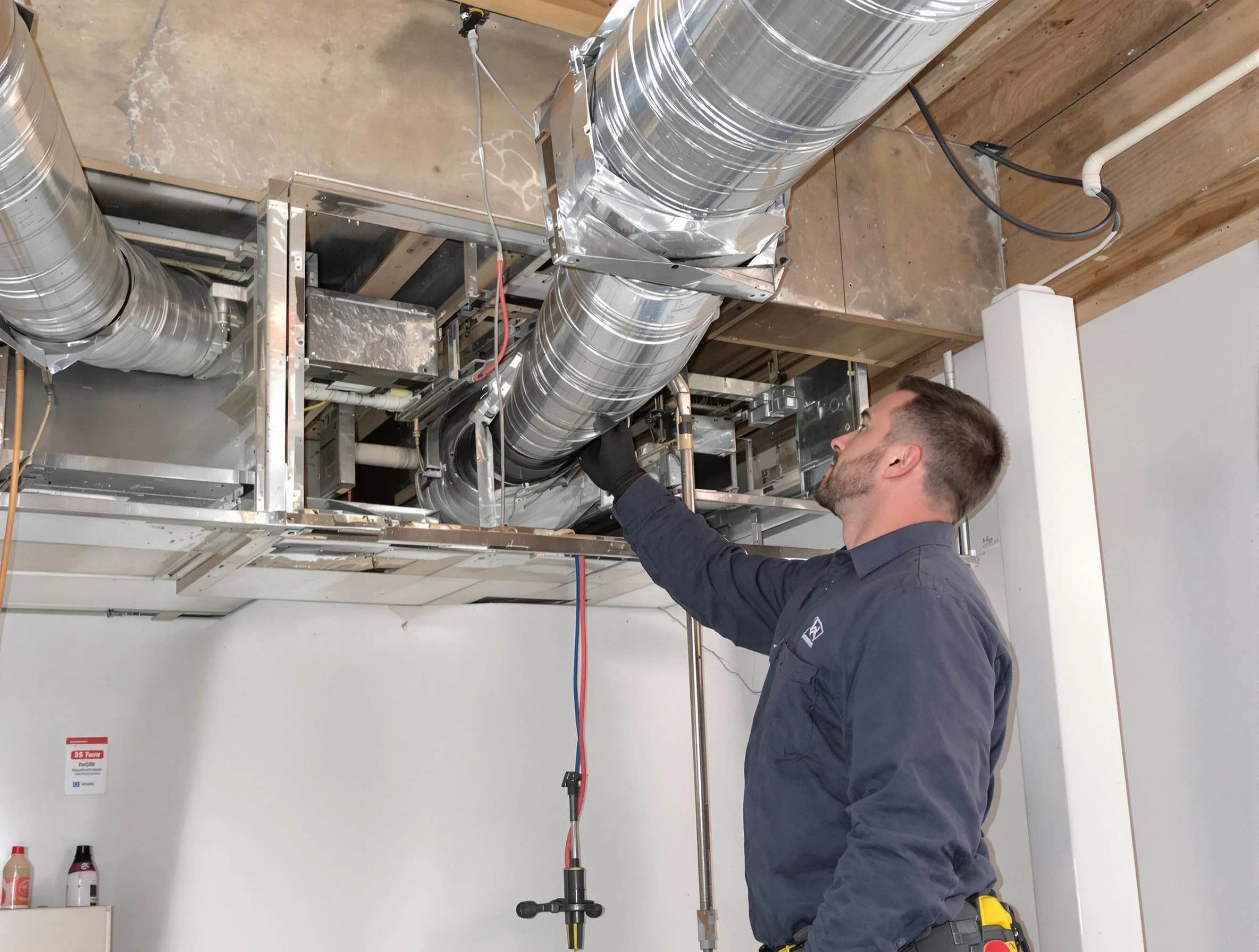 Lake of the Woods Air Duct Cleaning technician performing professional air duct repair using specialized tools in Lake of the Woods