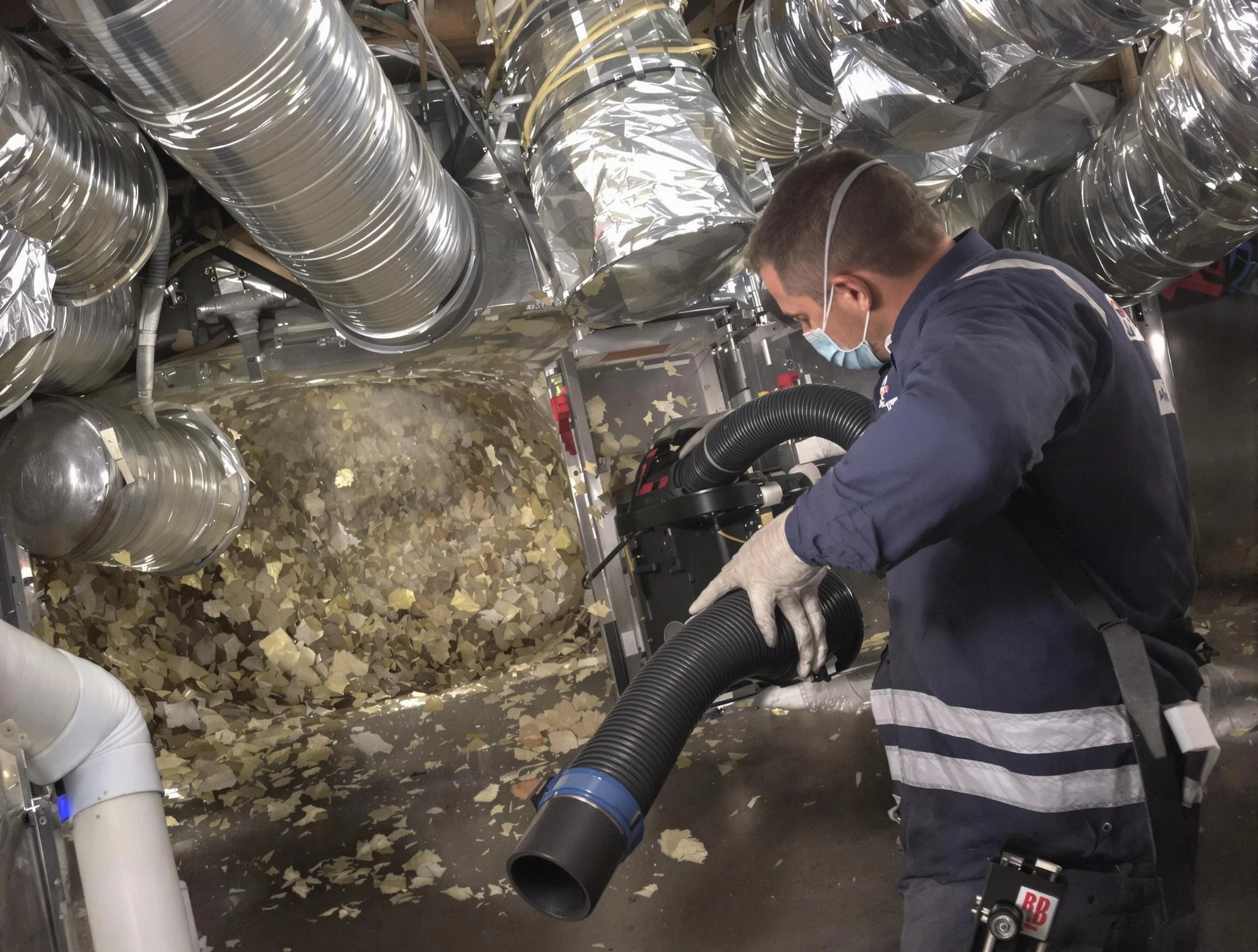 Lake of the Woods Air Duct Cleaning specialist operating negative pressure cleaning equipment for thorough duct maintenance in Lake of the Woods