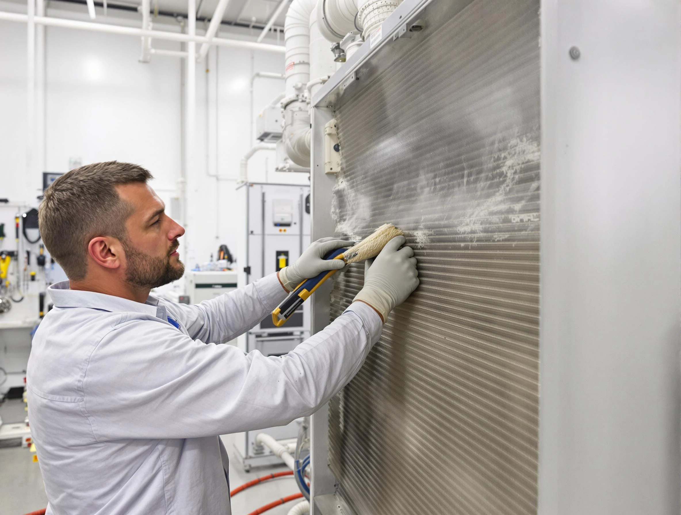 Lake of the Woods Air Duct Cleaning technician performing precision commercial coil cleaning at a Lake of the Woods business