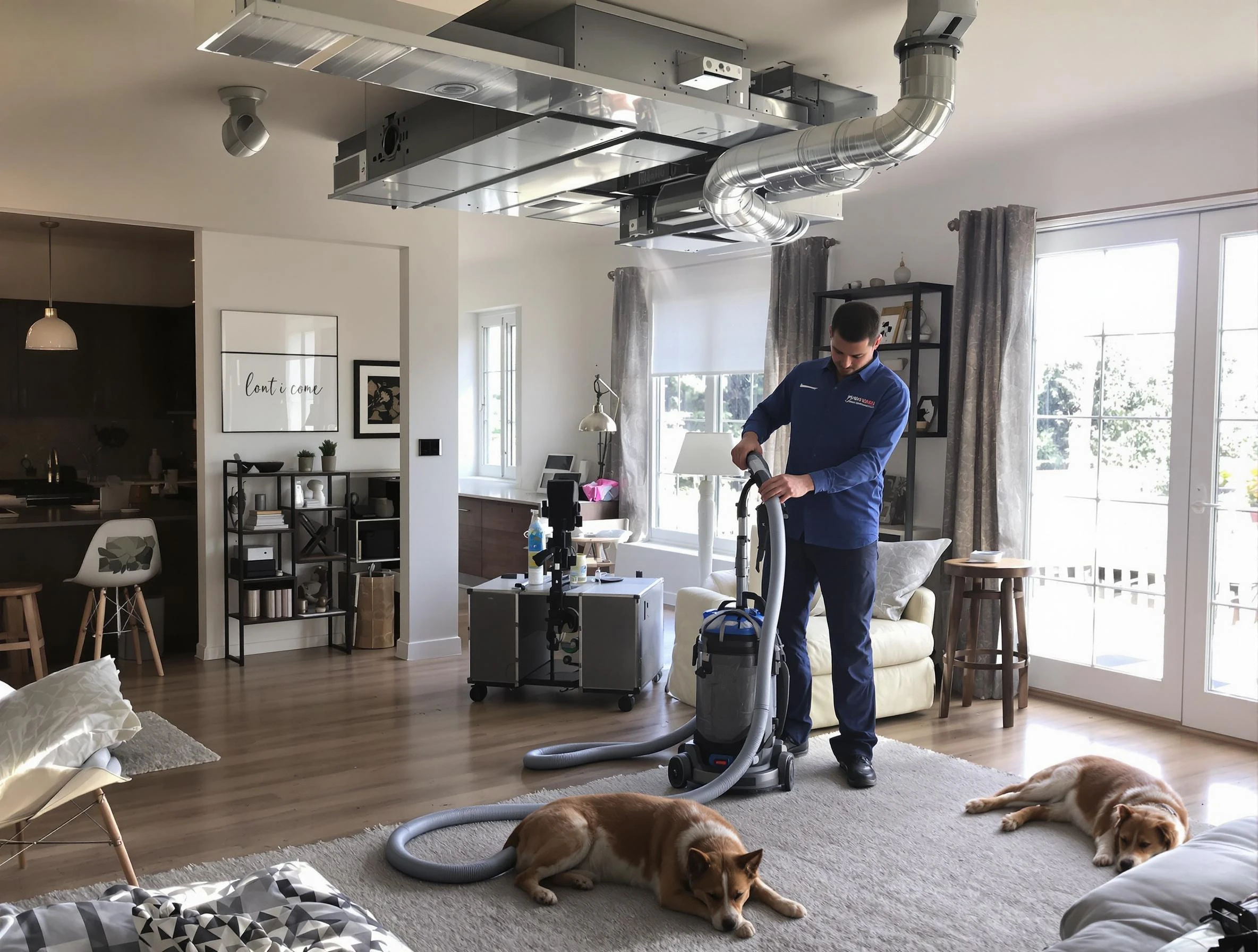 Lake of the Woods Air Duct Cleaning technician performing detailed indoor duct cleaning for improved air quality in Lake of the Woods