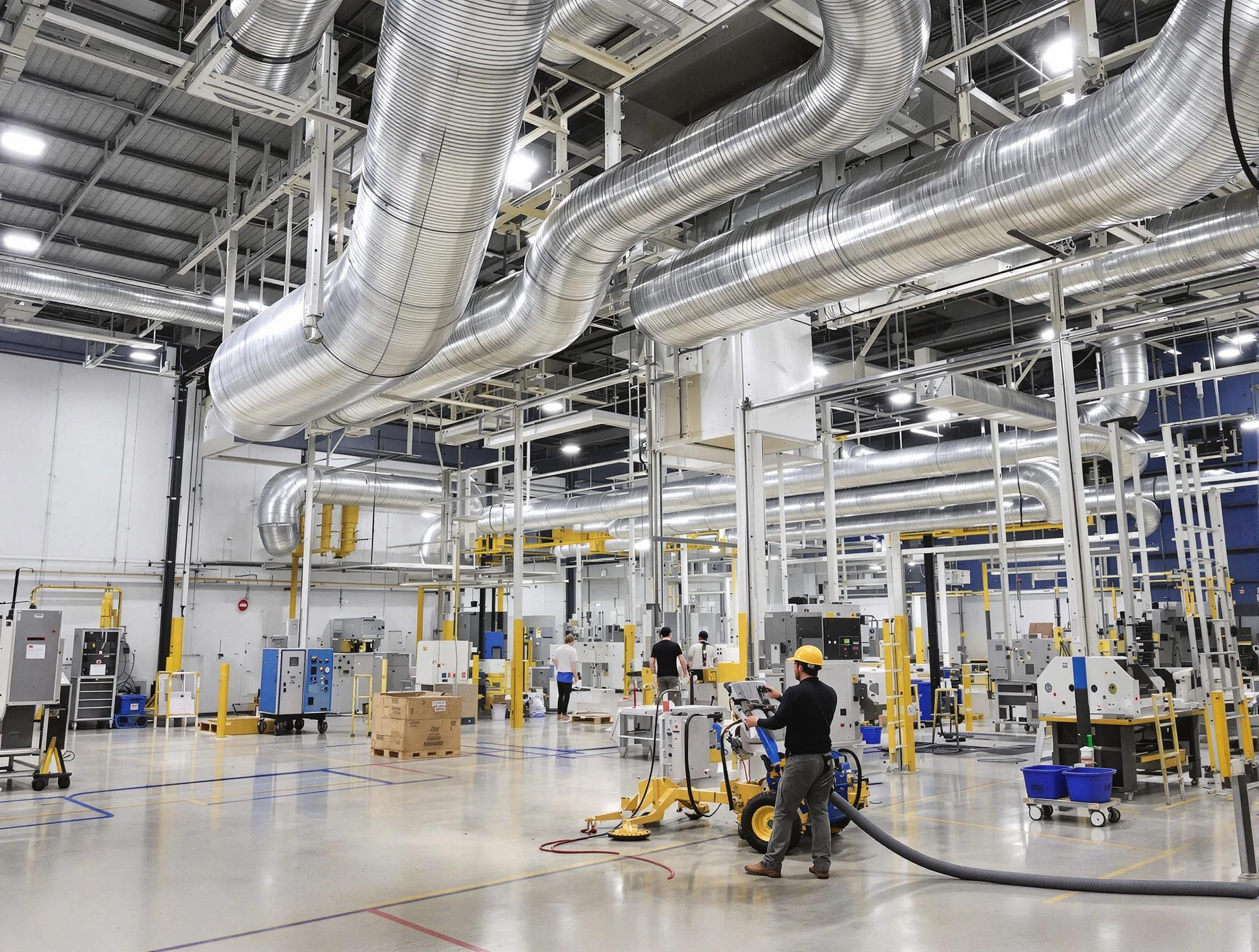 Lake of the Woods Air Duct Cleaning team performing comprehensive industrial duct cleaning at a large facility in Lake of the Woods